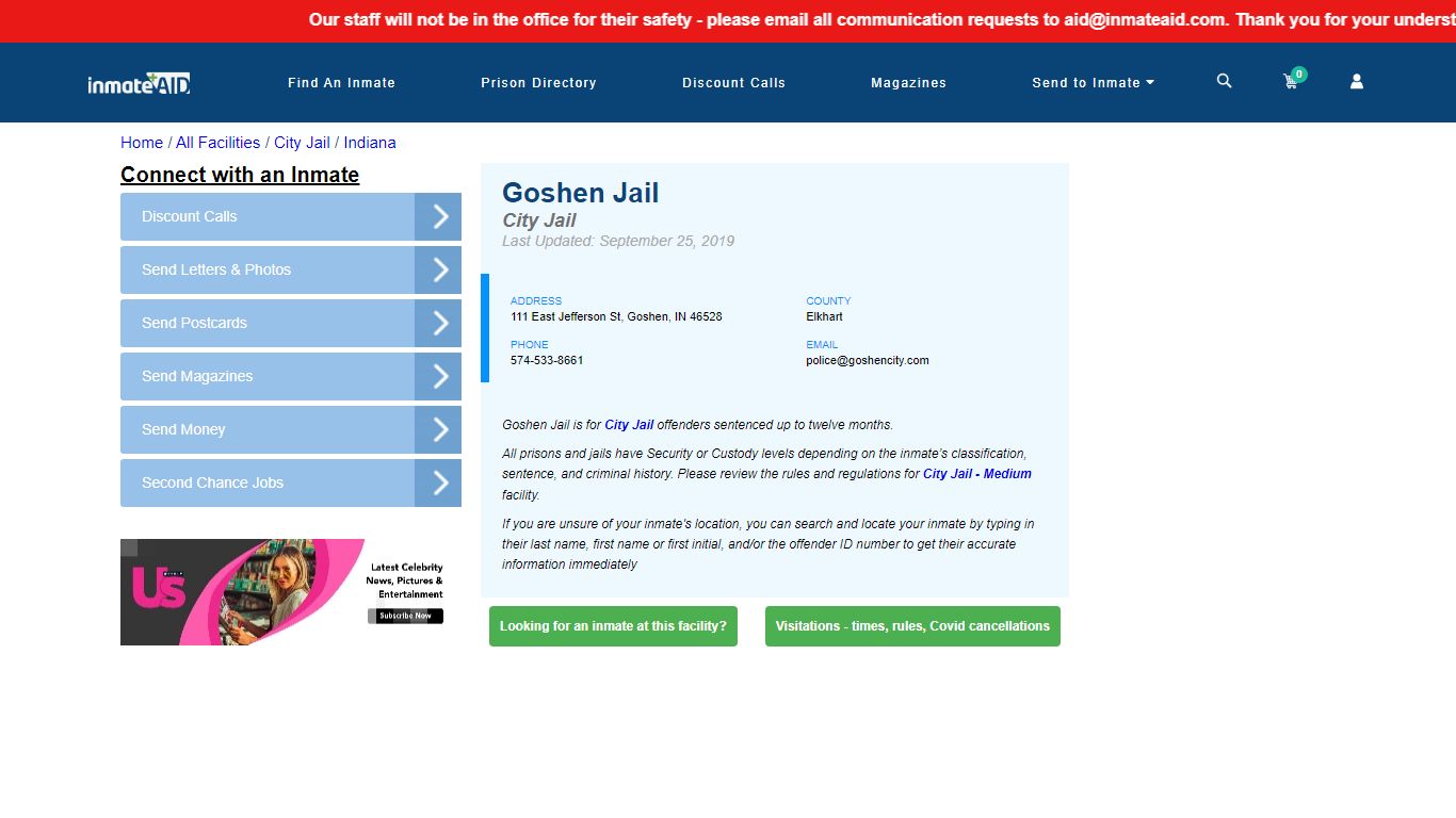 Goshen Jail | Inmate Locator